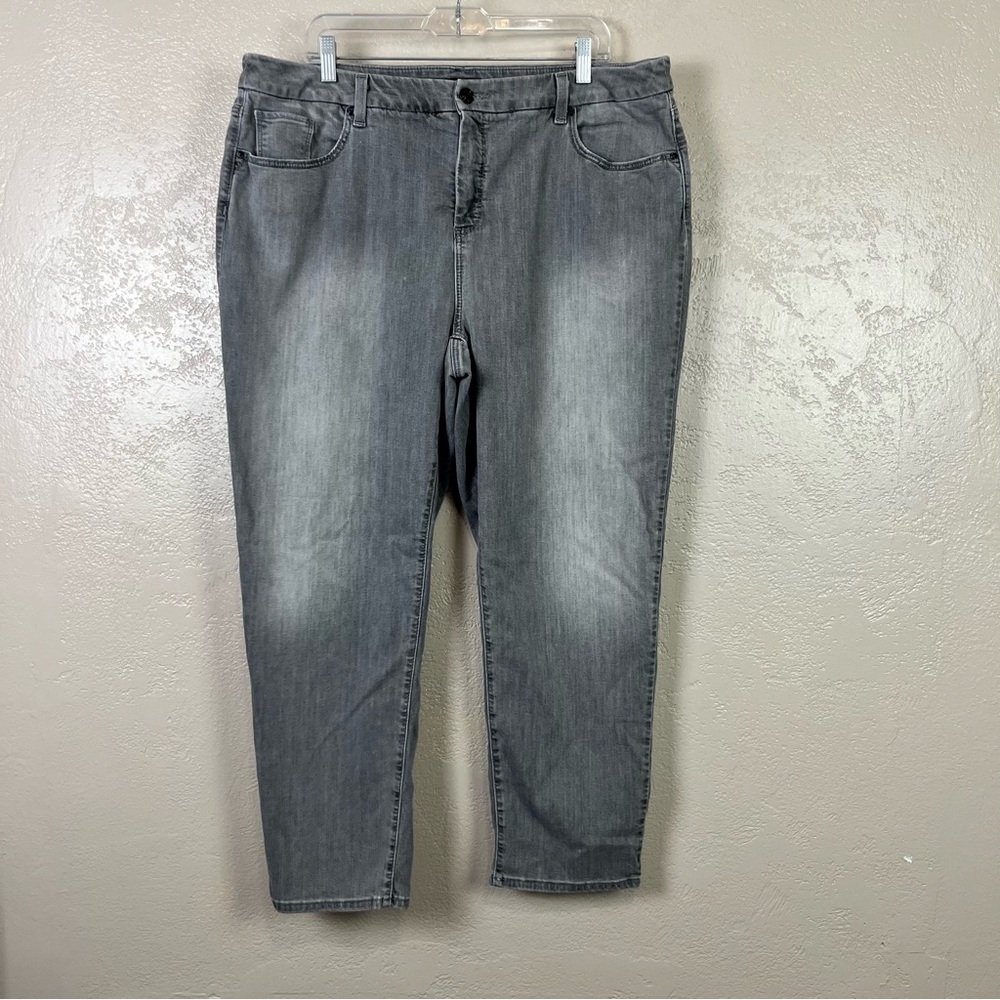 CHICO'S So Slimming Jeans‎ Womens Size 3.5 Girlfriend Ankle Gray Denim Stretch